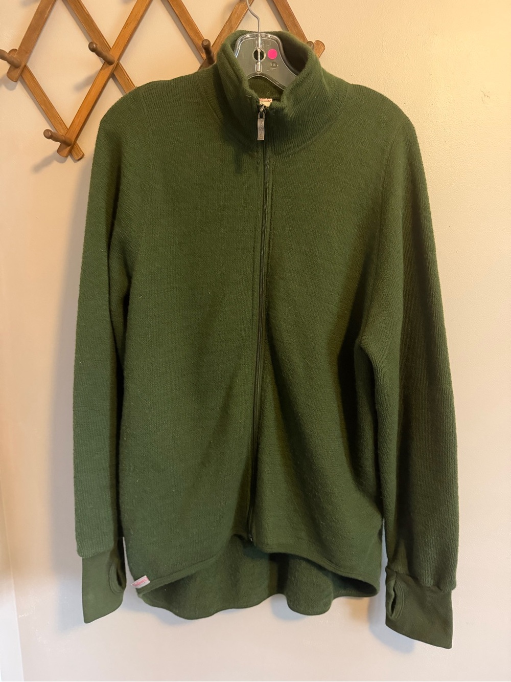 Woolpower Ullfrotté 600 Heavyweight Merino Wool Zip Sweater Green L